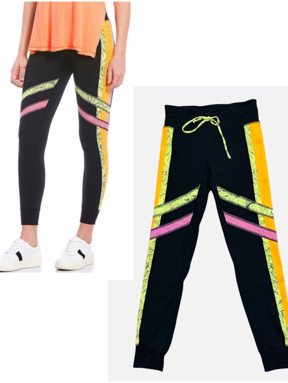FREE PEOPLE NWT Colorblock Fired Up Leggings *Black Combo XS
